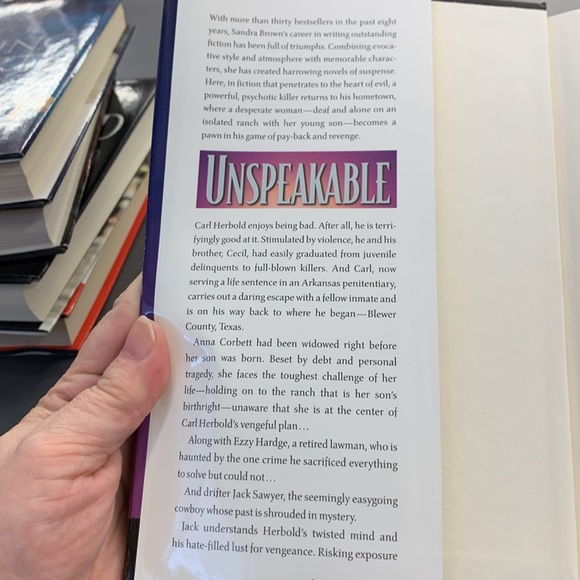 (3 for $20)Unspeakable by Sandra Brown hardcover - Picture 3 of 6